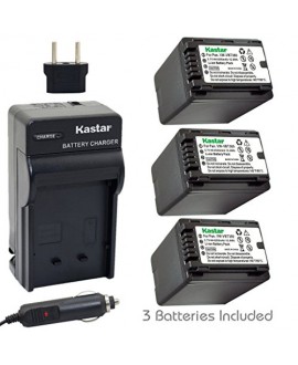 Kastar Battery (3-Pack) and Charger Kit for Panasonic VW-VBT380 and HC-V110 V130 V160 V180 HC-V201 V210 V250 HC-V380 HC-V510 V520 V550 HC-V710 V720 V750 V770 HC-VX870 HC-VX981 HC-W580 W850 HC-WXF991