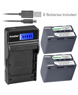 Kastar Battery (X2) & SLIM LCD Charger for Samsung SB-LSM320 and SC-D351 VP-D351 VP-D351i VP-D352 VP-D352i VP-D353 VP-D353i VP-D354 VP-D354i VP-D647 VP-D651 VP-D653 VP-DC161 VP-DC161i DC163 DC163i