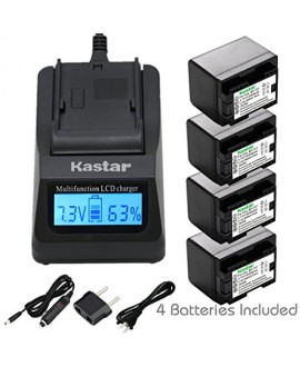 Kastar Ultra Fast Charger(3X faster) Kit and Battery (4-Pack) for Canon BP-727, BP-718, BP-709, CG-700 and Canon VIXIA HF M50, HF M52, HF M500, HF R30, HF R32, HF R40, HF R42, HF R50, HF R52, HF R60, HF R62, HF R300, HF R400, HF R500, HF R600 Cameras [Ove