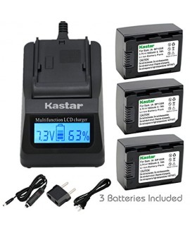 Kastar Fast Charger Kit and Battery (3-Pack) for IA-BP105R and Samsung HMX-F80 F90 HMX-F800 F900 SMX-F50 SMX-F53 SMX-F54 SMX-F500 SMX-F501 SMX-F530 SMX-F70 SMX-F700 HMX-H300 H303 H304 H305 HMX-H320