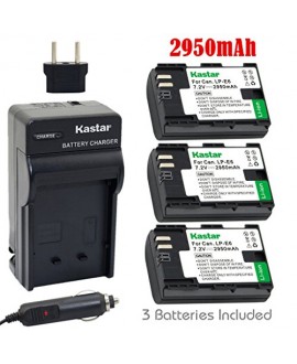 Kastar Battery (3-Pack) and Charger for Canon LP-E6, LC-E6 and EOS 60D, EOS 70D, EOS 5D II, EOS 5D III, EOS 5DS, EOS 5DS R, EOS 6D, EOS 7D Cameras, BG-E14, BG-E13, BG-E11, BG-E9, BG-E7, BG-E6 Grips