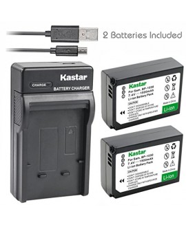 Kastar Battery (X2) & Slim USB Charger for Samsung BP1030, BP1030B, BP1130, ED-BP1030 and Samsung NX200, NX210, NX300, NX300M, NX1000, NX1100, NX2000 Cameras
