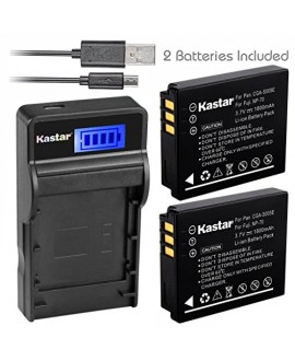 Kastar Battery (X2) & SLIM LCD Charger for Fujifilm NP-70 NP70 FNP-70 & Fuji FinePix F20, F20 Zoom, F40fd, F45fd, F47fd and Leica D-LUX3, Leica C-LUX 1, Leica D-LUX2, Ricoh Caplio R3, Ricoh Caplio GR