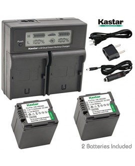 Kastar LCD Dual Fast Charger & 2 x Battery for Panasonic VW-VBG070, VW-VBG130, VWVBG260, VBG6 and SDR-H40, SDR-H80 Series, HDC-HS700, TM700, HS300, TM300, HS250, SD20, HS20, HDC-SDT750 Camcorders etc.