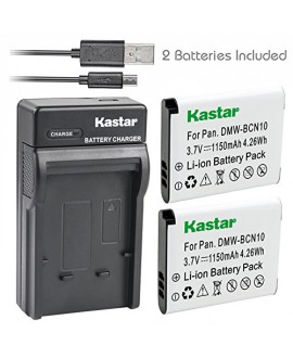 Kastar Battery (X2) & Slim USB Charger for Panasonic DMW-BCN10, DMW-BCN10E, DMW-BCN10PP work for Panasonic Lumix DMC-LF1, Lumix DMC-LF1K, Lumix DMC-LF1W Digital Cameras