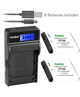 Kastar Battery (X2) & SLIM LCD Charger for Samsung BP-70A, BP70A, EA-BP70A and ES65 ES67 ES70 ES71 ES73 ES74 PL80 PL81 PL100 PL101 SL50 SL600 SL605 SL630 ST60 ST61 ST70 ST71 TL105 TL110 TL205