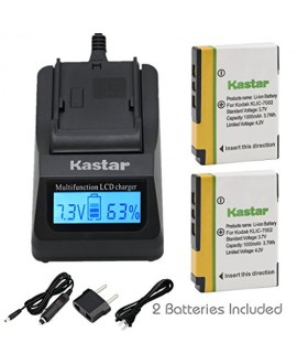 Kastar Fast Charger + KLIC-7002 Battery (2-Pack) for Kodak EasyShare V530, EasyShare V530 Zoom, EasyShare V603, EasyShare V603 Zoom Cameras