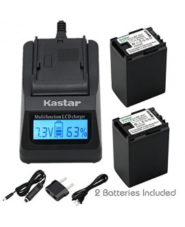 Kastar Fast Charger + BP-827 Battery 2X for Canon VIXIA HF10 HF11 HF20 HF21 HF100 HF200 HF G10 HF M30 M31 M32 HF M40 M41 HF M300 HF M400 HF S10 HF S11 HF S20 HF S21 S30 S100 S200 HG20 HG21 HG30 XA10