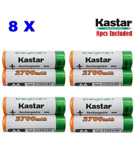 Kastar AA (8-Pack) Ni-MH 2700mAh Super High-Capacity Rechargeable Batteries Pre-charged