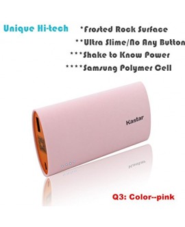 Kastar Unique Hi-tech NO Any Button with SHAKE to Wake Power Indicators and Rock Surface Design High Capacity Portable External Battery Pack Power Bank Backup for iPhone 6, 6 plus, 5S, 5C, 5, 4S, 4, iPad Air/iPad5, 4, 3, 2, 1, Mini 1,2, iPod, Samsung Gala