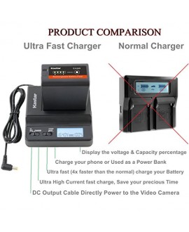 Kastar Fast Charger and BP-U66 Battery (2X) for Sony BP-U90 BP-U60 BP-U30 and PXW-FS7/FS5/X180 PMW-100/150/150P/160 PMW-200/300 PMW-EX1/EX1R PMW-EX3/EX3R PMW-EX160 PMW-EX260 PMW-EX280 PMW-F3/F3K/F3L