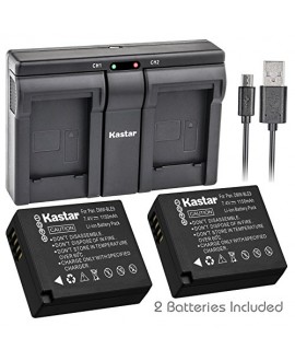 Kastar BLE9 2x Battery + USB Dual Charger for Panasonic DMW-BLE9, DMW-BLE9E, DMW-BLE9PP, DMW-BLG10 work with Panasonic Lumix DMC-GF3, DMC-GF5, DMC-GF6, DMC-GX7, DMC-LX100 Cameras