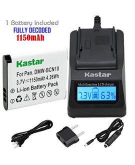 Kastar Ultra Fast Charger(3X faster) Kit and Battery (1-Pack) for Panasonic DMW-BCN10, DMW-BCN10E, DMW-BCN10PP work for Panasonic Lumix DMC-LF1, Lumix DMC-LF1K, Lumix DMC-LF1W Digital Cameras [Over 3x faster than a normal charger with portable USB charge 
