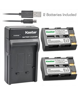 Kastar Battery (X2) & Slim USB Charger for Pentax D-Li50 and Pentax K10 K10D K20 K20D Konica Minolta NP-400 Sigma BP-21 A-5 A-7 Dimage A1 A2 Dynax Maxxum 5D 7D Samsung SLB-1647 GX-10/20 Sigma SD1
