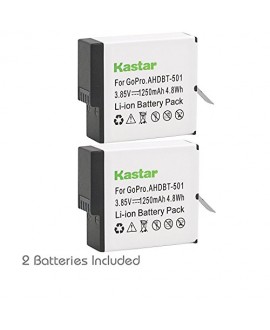 Kastar Battery (2-Pack) for GoPro HERO5, Hero 5 Black, Gopro5 and GoPro AHDBT-501, AHBBP-501 Sport Camera (Compatible with Firmware v01.57, v01.55 and Future Update)