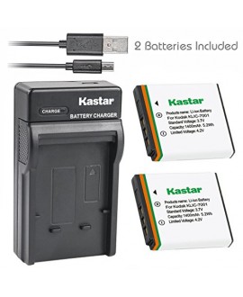 Kastar Battery (X2) & Slim USB Charger for Kodak KLIC-7001 and Kodak EasyShare M320, M340, M341, M753 Zoom, M763, M853 Zoom, M863, M893 IS, M1063, M1073 IS, V550, V570, V610, V705, V750 Cameras