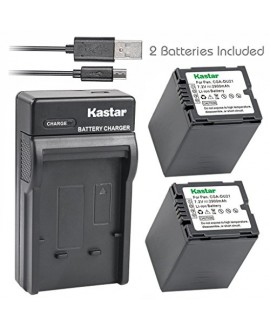 Kastar Battery (X2) & Slim USB Charger for Panasonic CGA-DU21 and NV-GS40 GS44 GS47 GS50 GS55 GS58 PV-GS150 GS200 GS300 GS320 GS400 GS500 SDR-H250 H280 VDR-D258 D300 D308 D310 D400 M74 M75 M95 M250
