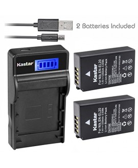 Kastar Battery (X2) & SLIM LCD Charger for Nikon EN-EL20, ENEL20, EN-EL20a and Nikon Coolpix A, Nikon 1 AW1, 1 J1, 1 J2, 1 J3, 1 S1, 1 V3, and Blackmagic Pocket Cinema Cameras