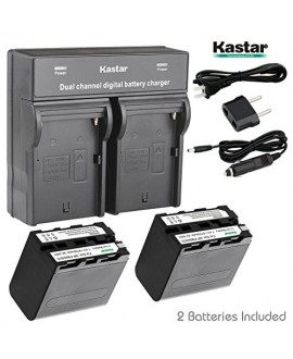 Kastar Ultra Fast Charger 2-Pack for Sony NP-F970 NP-F960 F960 and DCR-VX2100 HDR-AX2000 FX1 FX7 FX1000 HVR-HD1000U V1U Z1P Z1U Z5U Z7U FS100U FS700U and LED Video Light 4X Faster Kit and Battery 