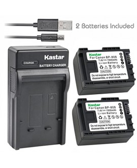 Kastar Battery (X2) & Slim USB Charger for Canon BP-808 BP808 and VIXIA HF G10 G20 M30 M31 M32 M40 M41 M300 M400 S10 S11 S20 S21 S30 S100 S200 HF10 HF11 HF20 HF21 HF100 HF200 HG20 HG21 HG30 XA10