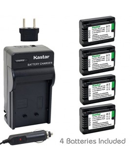 Kastar Battery (4-Pack) and Charger Kit for Panasonic VW-VBY100 and Panasonic HC-V110 V110K V110G V201 V201K Cameras