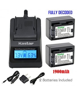 Kastar Ultra Fast Charger(3X faster) Kit and Battery BP-718F (FULYL DECODED) (2-Pack) for Canon BP-727, BP-718, BP-709, CG-700 and Canon VIXIA HF M50, HF M52, HF M500, HF R30, HF R32, HF R40, HF R42, HF R50, HF R52, HF R60, HF R62, HF R300, HF R400, HF R5