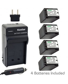 Kastar Battery (4-Pack) and Charger Kit for Panasonic VW-VBT380 and HC-V110 V130 V160 V180 HC-V201 V210 V250 HC-V380 HC-V510 V520 V550 HC-V710 V720 V750 V770 HC-VX870 HC-VX981 HC-W580 W850 HC-WXF991