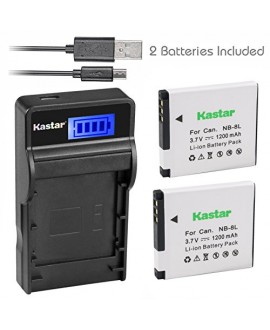 Kastar Battery (X2) & SLIM LCD Charger for Canon NB-8L, NB8L, CB-2LAE and Canon PowerShot A2200, PowerShot A3000 IS, PowerShot A3100 IS, PowerShot A3200 IS, PowerShot A3300 IS Cameras