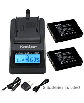 Kastar Fast Charger and KLIC-5001 Battery (2-Pack) for Kodak Easyshare P712 P850 Z730 Z760 Z7590 DX6490 DX7440 DX7590 DX7630 Zoom Sanyo DB-L50 DMX-WH1 HD1010 FH11 HD2000 VPC-WH1 HD2000 HD1010 HD1000