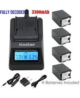 Kastar Ultra Fast Charger Kit + BP-828 Battery (4-Pack) for Canon BP-828 and Canon VIXIA HF G30, XA20, XA25 Camcorders [Over 3x faster than a normal charger with portable USB charge function]