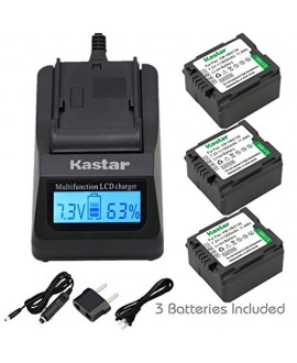 Kastar Fast Charger + Battery 3X for Panasonic VW-VBG130 & Lumix DMC-L10, HDC-HS250, HDC-HS300, HDC-HS700, HDC-SD10, HDC-SD600, HDC-SD700, HDC-SDT750, HDC-TM10, HDC-TM15, HDC-TM300, HDC-TM700, SDR-H80