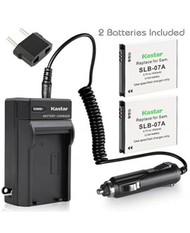 Kastar Battery (X2) & AC Travel Charger for Samsung SLB-07 SLB-07B SLB-07EP SLB-07A SLB07A and Samsung PL150 PL151 ST45 ST50 ST500 ST550 ST560 ST600 TL100 TL210 TL220 TL225 TL90 Cameras