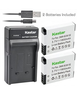 Kastar Battery (X2) & Slim USB Charger for Panasonic DMW-BCM13 BCM13PP and Lumix DMC-FT5 DMC-LZ40 DMC-TS5 TS6 DMC-TZ37 TZ40 TZ41 DMC-TZ55 DMC-TZ60 DMC-ZS27 DMC-ZS30 DMC-ZS35 DMC-ZS40 DMC-ZS45 DMC-ZS50