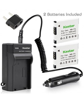 Kastar Battery (X2) & AC Travel Charger for Canon NB-11L and PowerShot SX410 IS SX400 IS ELPH 170 IS 340 HS 320 HS 130HS 110 HS 1150 HS A2300 IS A2400 IS A2500 A2600 A3400 IS A3500 IS A4000 Cameras