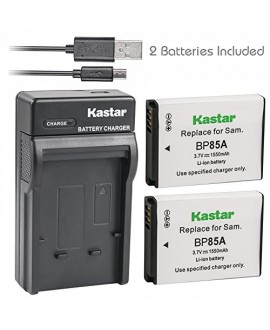 Kastar Battery (X2) & Slim USB Charger for Samsung EA-BP85A EA-BP85A/E Samsung BP85A Samsung EC-SH100ZBPBUS EC-SH100ZBPRUS EC-SH100ZBPSUS Samsung PL210 Samsung SH100 Samsung ST200 ST200F Samsung WB210