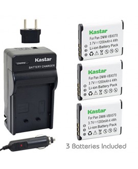 Kastar VW-VBX070 Battery (3-Pack) and Charger Kit for Pentax D-Li88, Panasonic VW-VBX070, Sanyo DB-L80, DB-L80AU Battery and Digital Cameras (Search your Camera Model down Description)