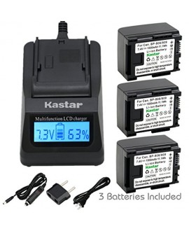 Kastar Ultra Fast Charger(3X faster) Kit and Battery (3-Pack) for Canon BP-809, BP-819, BP-827 Work with Canon FS10, FS11, FS100, FS21, FS22, FS200, FS31, FS300, VIXIA HF10, HF11, HF100, HF20, HF200, HF S10, S100, S20, S21, S200, HG20, HG21, HG30, G10, M3