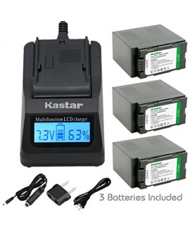 Kastar Ultra Fast Charger(3X faster) Kit and Battery (3-Pack) for Panasonic CGR-D54S, CGA-D54, VSK0581 and Panasonic AG-3DA1, AG-AC90, AG-DVC30, AG-DVC32, AG-DVC33, AG-DVC60, AG-DVC62, AG-DVC63, AG-DVC80, AG-DVC180, AG-DVX100, AG-DVX102, AG-HPX170, AG-HPX