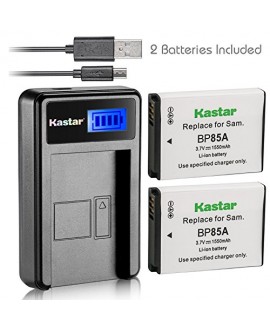 Kastar Battery (X2) & LCD USB Charger for Samsung EA-BP85A EA-BP85A/E Samsung BP85A Samsung EC-SH100ZBPBUS EC-SH100ZBPRUS EC-SH100ZBPSUS Samsung PL210 Samsung SH100 Samsung ST200 ST200F Samsung WB210