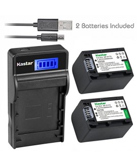 Kastar Battery (X2) & SLIM LCD Charger for Sony NP-FV70 NP-FH70 FV70 FH70 NPFV70 NPFH70 FV70 & FDR-AX53 HDR-CX675 HDR-CX455 HDR-CX900 TD30V HDR-PV710V HDR-PJ670 HDR-PJ810 HDR-TD30V FDR-AX33 FDR-AX100