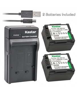 Kastar Battery (X2) & Slim USB Charger for Panasonic VW-VBG070, VW-VBG130, VWVBG260 and SDR-H40, SDR-H80 Series, HDC-HS700, TM700, HS300, TM300, HS250, SD20, HS20, HDC-SDT750 Camcorders etc.