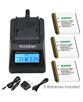 Kastar Ultra Fast Charger(3X faster) Kit and Battery (3-Pack) for Kodak KLIC-7001 and Kodak EasyShare M320, M340, M341, M753 Zoom, M763, M853 Zoom, M863, M893 IS, M1063, M1073 IS, V550, V570, V610, V705, V750 Cameras [Over 3x faster than a normal charger 