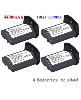 [Full Coded] Kastar LP-E4 Battery (4-Pack) 11.1V 4400mAh 48.4Wh for Canon LP-E4 LPE4 Li-ion Battery work with Canon EOS-1D C, EOS-1D Mark III, EOS-1Ds Mark III, EOS-1D Mark IV Cameras