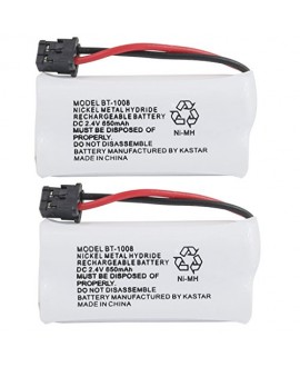 Kastar 2-PACK BBTG0645001 model BT1008 Cordless Phone Battery for Uniden BT-1008 and Uniden DECT 2060 DECT 2080 DECT 2080-3 DWX207 WXI2077 43-269 BT-1008S CAS-D6325 BT1008 DCX200 23-956 DWX207