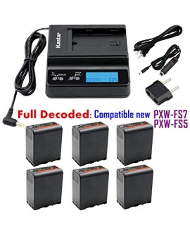 Kastar Ultra Fast Charger & 6 x Battery for Sony BP-U60, BPU60, BP-U66 and PMW-100, PMW-150, PMW-160, PMW-200, PMW-300, PMW-EX1, EX3, PMW-EX160, PMW-EX260, PMW-EX280, PMW-F3, PXW-FS5, PXW-FS7