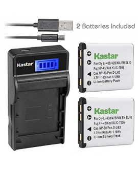 Kastar Battery (X2) & SLIM LCD Charger for Casio NP-80 & Exilim EX-G1 EX-H5 EX-H50 EX-JE10 EX-N1 EX-N5 EX-N10 EX-N20 EX-S8 EX-S9 EX-Z1 Z2 EX-Z16 Z28 Z37 Z88 EX-Z370 EX-ZS6 EX-ZS50 ZS150 QV-R70 R200…