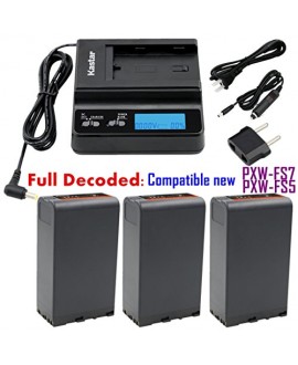 Kastar Fast Charger and BP-U96 Battery (3X) for Sony BP-U90 BP-U60 BP-U30 and PXW-FS7/FS5/X180 PMW-100/150/150P/160 PMW-200/300 PMW-EX1/EX1R PMW-EX3/EX3R PMW-EX160 PMW-EX260 PMW-EX280 PMW-F3/F3K/F3L