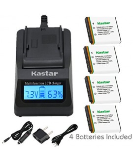 Kastar Ultra Fast Charger(3X faster) Kit and Battery (4-Pack) for Kodak KLIC-7001 and Kodak EasyShare M320, M340, M341, M753 Zoom, M763, M853 Zoom, M863, M893 IS, M1063, M1073 IS, V550, V570, V610, V705, V750 Cameras [Over 3x faster than a normal charger 