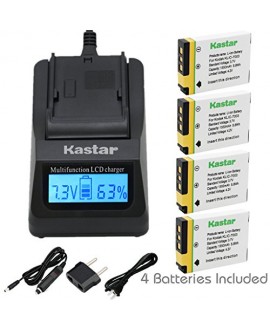 Kastar Ultra Fast Charger(3X faster) Kit and Battery (4-Pack) for Kodak KLIC-7003, K7003, and GE GB-40 work for Kodak EasyShare M380, EasyShare M381, EasyShare M420, EasyShare V803, EasyShare V1003, EasyShare Z950 and GE E1030, E1040, E1050TW, E1240, E125