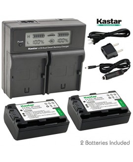 Kastar LCD Dual Smart Fast Charger & 2 x Battery for Sony NP-FH50 NPFH50 FH50 and Sony A230 A290 A390 DSC-HX1 HX100 HX200 HDR-TG1E TG3 TG5 TG7 Camera